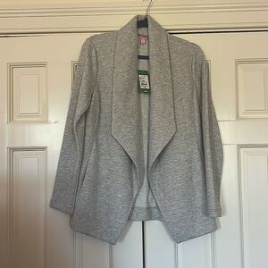 NWT LILLY PULITZER BREA WRAP IN HEATHERED GRAY LUREX MIZNER JACQUARD SIZE MEDIUM